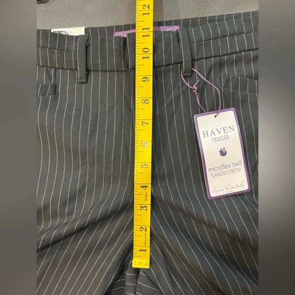 Gloria Vanderbilt Womens Black Micro flax Twill Haven Striped Trousers 10 New - Picture 13 of 14